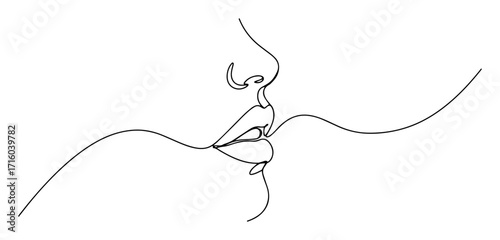 kissing lips one continuous line drawing