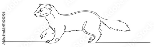 one continuous line drawing of a marten wild animal logo