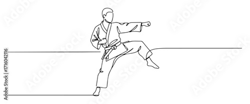 karate front kick precision stance contour vector lineart
