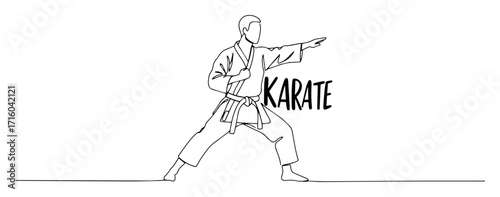 karate instructor pointing command gesture sketch monoline vector lineart
