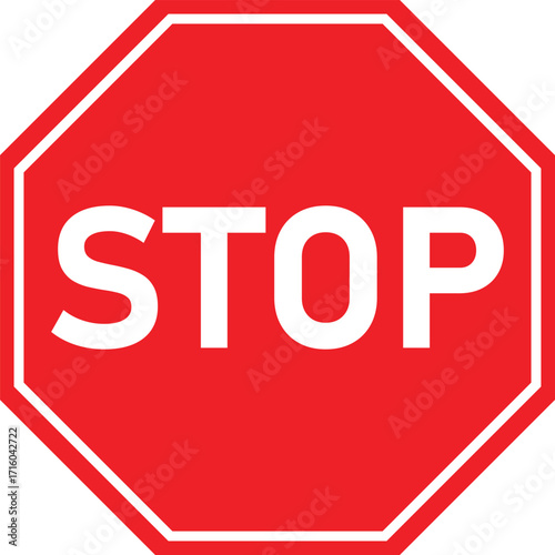 A classic red octagonal stop sign with the word STOP in bold white capital letters and a white border.