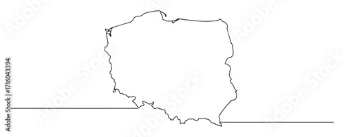 map outline of poland country monoline thin lineart vector illustration