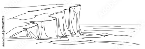 cliffs of moher ireland sea coast landscape continuous one line drawing vector travel sketch