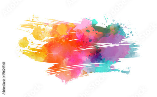 Multicolored watercolor painted grunge brushed background - template for your designs. Purple, pink and orange colored