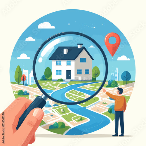 Searching for a Dream Home A Magnified View of Real Estate and Property Exploration