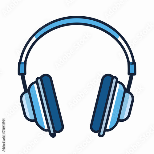 Minimalist Vector Icon of Headphones A Simple Silhouette in Shades of Blue