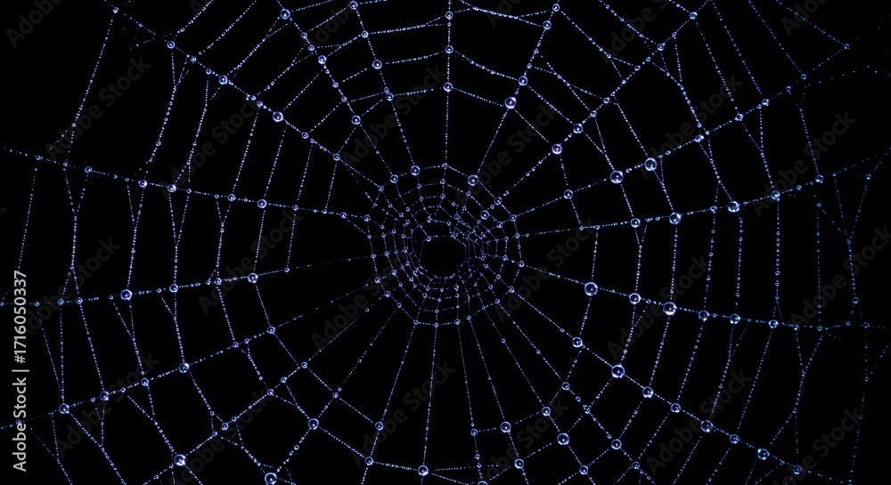 Fototapeta premium A glowing fiber-optic spider web magnifies star constellations, a cosmic metaphor for interconnectedness, natural networks, and hidden celestial beauty