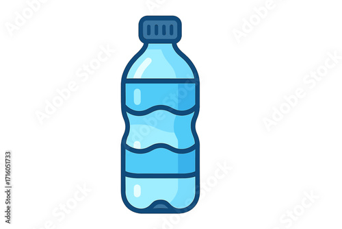 Plastic bottle icon. Vector illustration in a flat cartoon style. Simple container for pure mineral water, drink, or beverage. Symbol of hydration, a healthy lifestyle, and recycling.