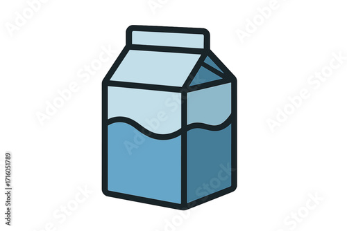 Milk carton icon, juice box vector illustration. Flat design beverage packaging concept. Liquid drink in paper pack for dairy, grocery, or supermarket product. Isolated symbol.
