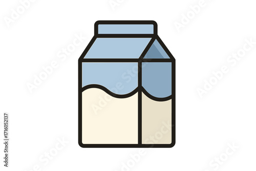 Milk pack icon flat style vector cartoon illustration with transparent background, ordered set of dairy product containers, beverage packaging design, milk carton graphic
