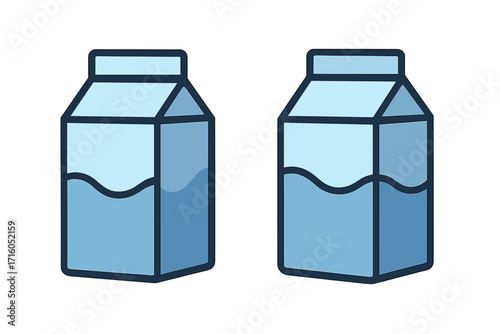 Milk pack icon flat style vector cartoon illustration with transparent background, set of dairy container designs, milk carton symbol, packaging vector art