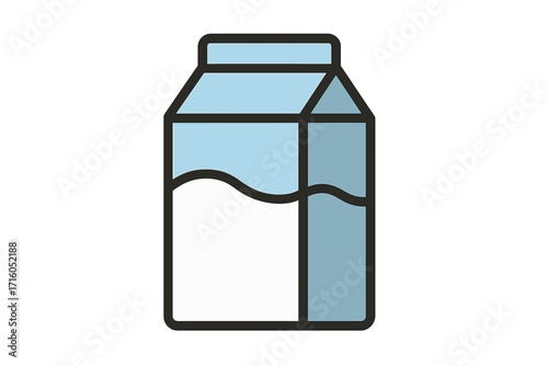 Milk pack icon in flat style. Vector cartoon illustration of a dairy drink container. Healthy food and beverage concept. Fresh breakfast product packaging design element.