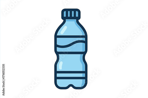 Plastic water bottle vector icon. Flat style cartoon illustration for graphic design. Blue container symbol for liquid, drink, or beverage. Concept for recycling, hydration, and ecology.