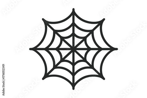Spiderweb icon, cobweb symbol. Black linear vector illustration. Halloween spooky decoration element. Scary horror graphic. Simple outline drawing isolated. Gothic style pattern.