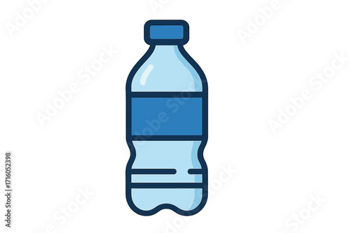 Plastic bottle icon vector. Flat cartoon illustration of a water container. Simple graphic for beverage, hydration, soda, and drink concepts. Disposable packaging symbol.