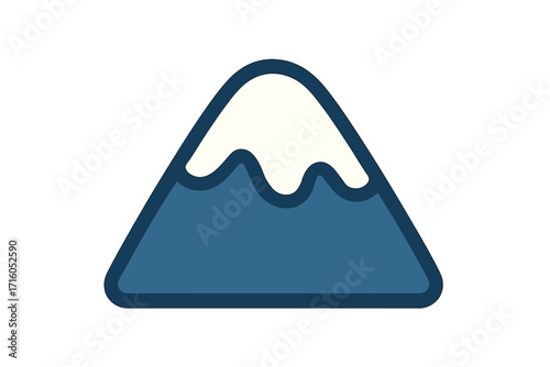 Snow cap icon set. Flat style vector cartoon illustration. Mountain peak with snow, winter landscape element. Cold weather, nature, glacier symbol collection. Isolated vector.