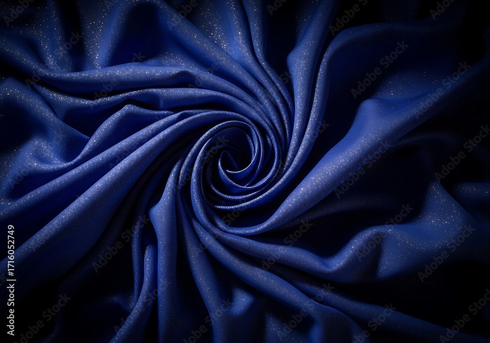 Fototapeta premium Elegant swirled blue fabric with subtle shimmer texture background