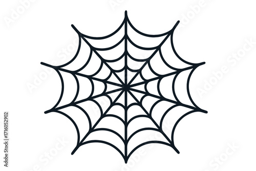 Spiderweb icon vector illustration. Cobweb symbol for Halloween. Spooky, scary, creepy graphic design element. Simple flat arachnid net silhouette. Horror theme decoration or trap.