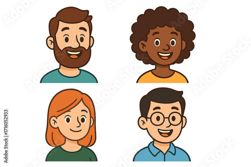 Diverse people avatars for customer segmentation. Set of multicultural male and female character portraits for business profile or team. Cartoon vector illustration isolated.
