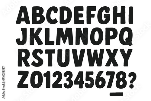 Hand drawn rough font inspired by retro pulp book and magazine covers. Vector illustration of a cartoon alphabet set. Bold comic style typeface for creative typography.