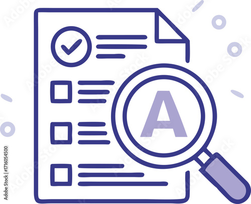 Evaluation Document with Magnifier and Checklist Icon Vector