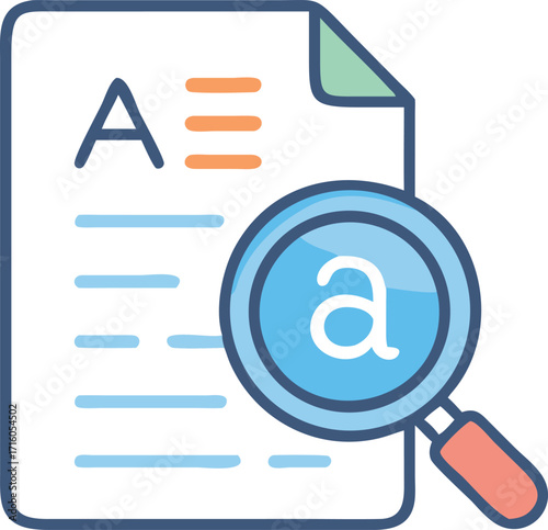 Paper with Alphabet Search Magnifier Icon Vector Illustration