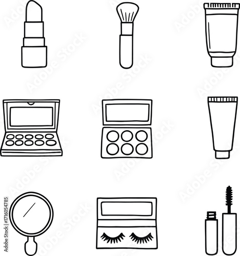 Makeup cosmetic beauty products illustration vector graphic design for beauty salon or store logo 100