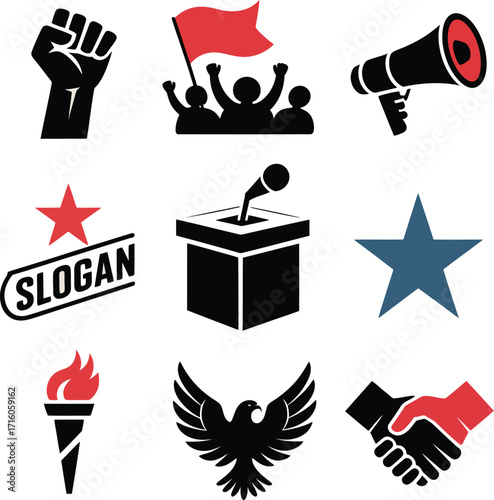 Protest & Voting Icons Pack  Bold Vector Symbols for Activism, Democracy & Campaign Design