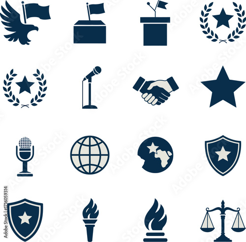 Global Leadership & Justice Icons  Clean, Bold & Professional Vector Set