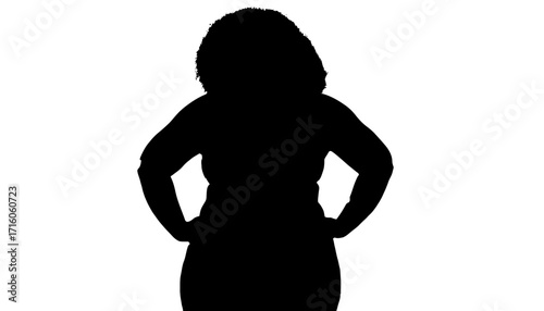 Confident woman with hands on hips, standing strong and empowered, showcasing leadership and determination in a professional silhouette