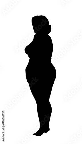 Confidently posed silhouette of a woman with curves, embodying self-acceptance and diverse beauty, perfect for empowering campaigns and inclusive messaging