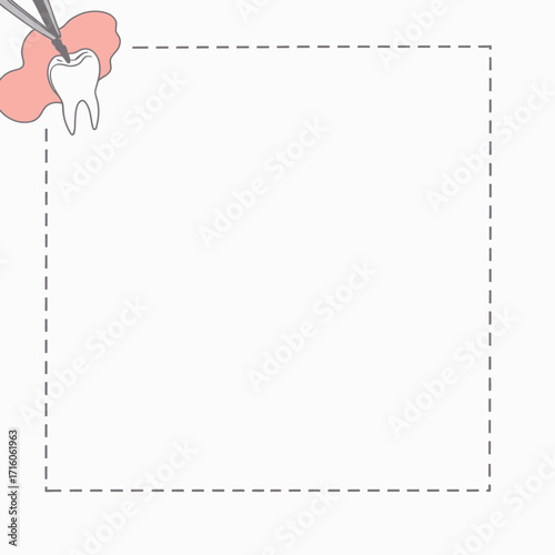 Illustration of Tooth Held by Dental Forceps on Blank Background for Dental Care and Oral Health Education