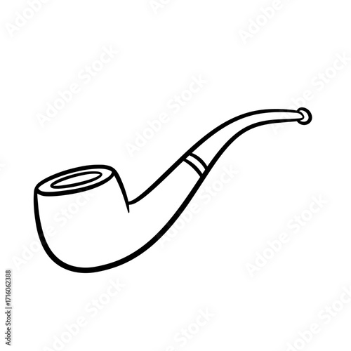 Classic smoking pipe illustration in simple outline style  