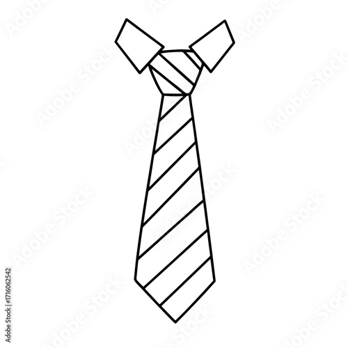 Geometric line drawing of a stylish tie with diagonal stripes  