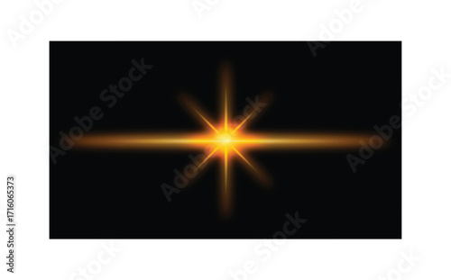 Lightning star with light flares vector graphics on a black background