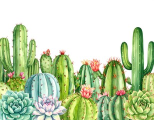 Watercolor cactus and succulent border (1)