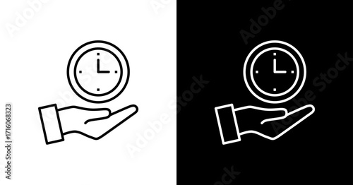 Time Management White Icon Set Design