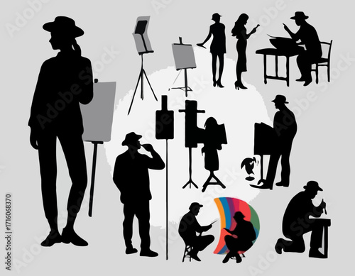artist silhouette design is drawing for design material