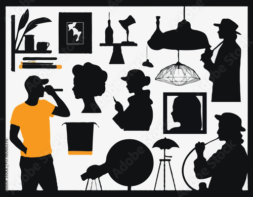 artist silhouette design is drawing for design material
