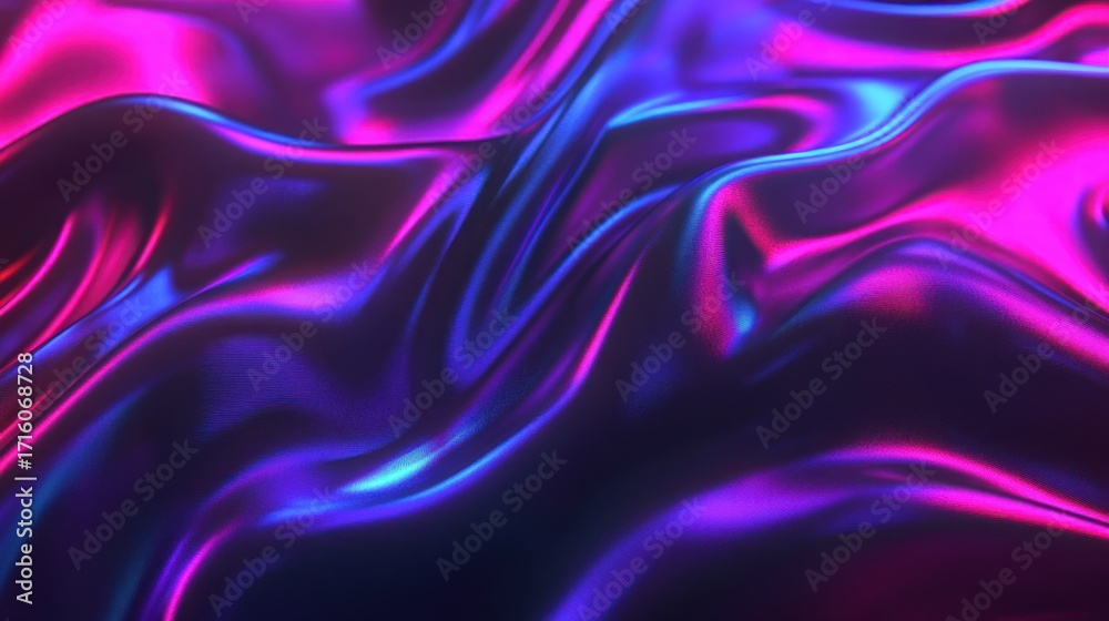 Obraz premium Abstract, vibrant, flowing fabric with neon pink and blue hues