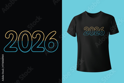Happy new year typographic design with festive fireworks and t shirt mockup silhouette