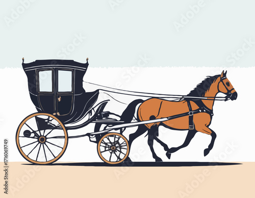 horse carriage illustration vector art