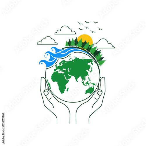 vector logo protect earth  go green