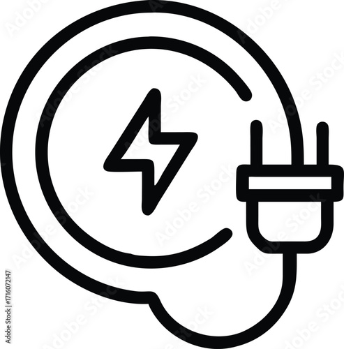 Electric energy symbol power icon with plug and lightning bolt for renewable energy concepts vector