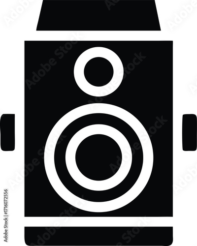 Retro speaker icon simple geometric silhouette audio equipment symbol vector
