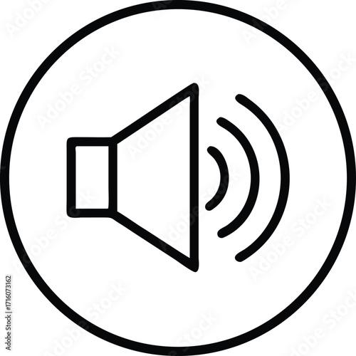 Simple sound icon representing audio volume and broadcast communication vector