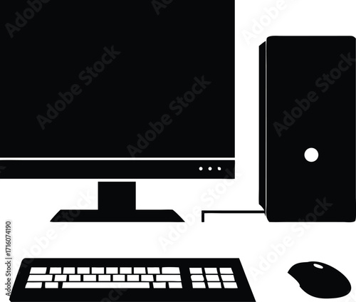 Modern desktop computer set with monitor keyboard and mouse for office and home use vector