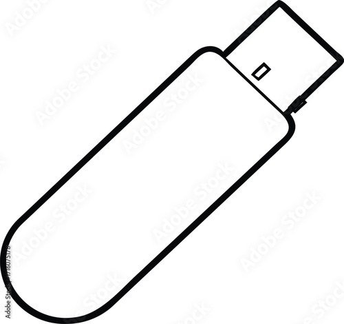 Simple outline drawing of a modern usb flash drive for digital storage vector