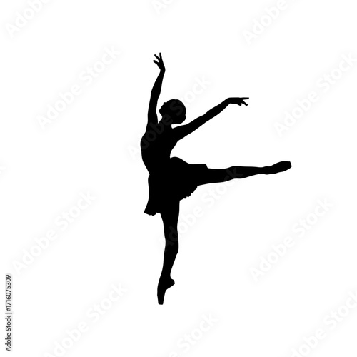 Elegant ballerina silhouette performing arabesque with grace and poise