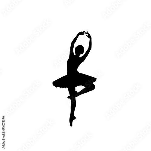 Elegant ballerina silhouette performing ballet dance with graceful posture